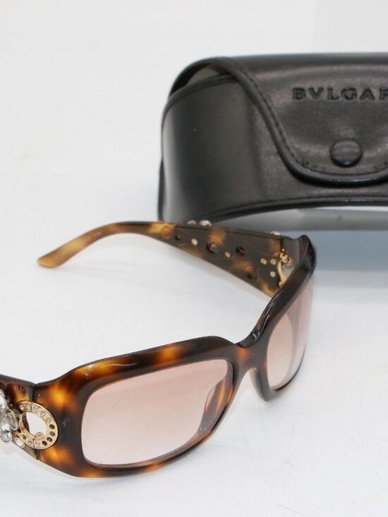 Bvlgari 856-B 502/73 Tortoise Shell Crystal Sunglasses Frames - 59-18-115 main image 12
